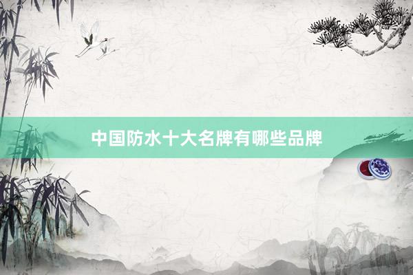 中国防水十大名牌有哪些品牌